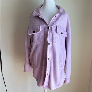 Women's Lavender Teddy Shacket with Button Front